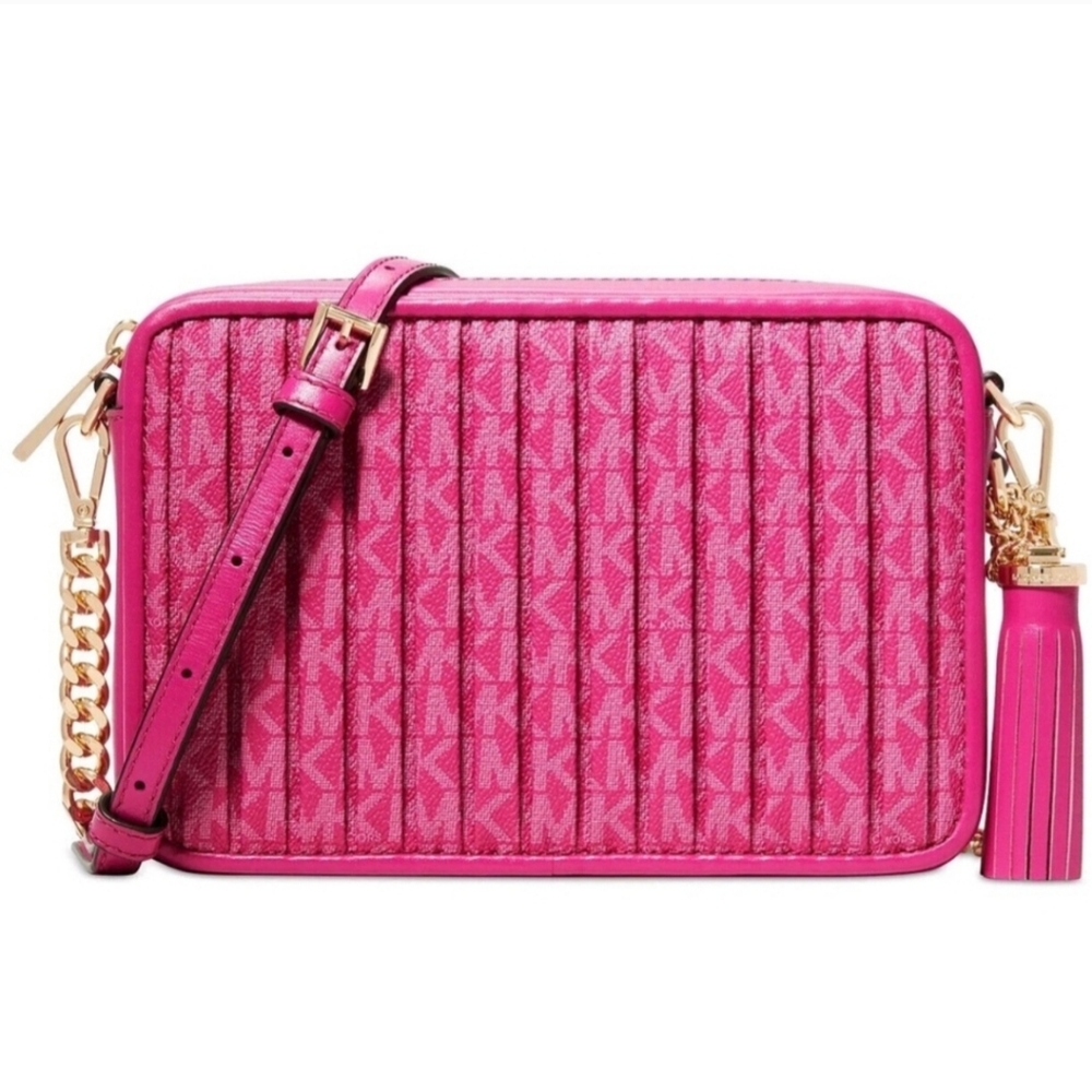 Michael Kors Fuchsia Crossbody Bag with Gold Accents